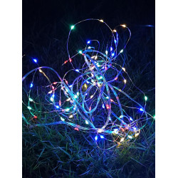 Гирлянда светодиодная "Разноцветные нити" 100LED 7м (4м+3м) мультиколор на солнечной батарее аккумулятор AA NI-MH 600мАч IP44 КОСМОС KOC_SOL196