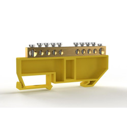 Шина PE "земля" на DIN-изоляторе 6х9мм 10 отвер. латунь TOKOV ELECTRIC TKE-BCB-69-10-DIN/PE