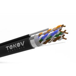 Кабель витая пара F/UTP 4х2х24AWG(0.48мм) + трос кат.5E PE outdoor Fluke tested 305м (м) TOKOV ELECTRIC TKE-C05-F/UTP-42-5E-305-ODC
