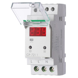 Реле напряжения CP-721-1 (CP-721-63A) (однофазное; цифровая индикация; напряжение питания 50-450В контакт 1NO 63А встроен. таймер регистрация аварий в памяти индикация текущего напряжения) (аналог УЗМ) F&F EA04.009.013