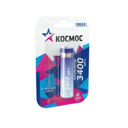 Аккумулятор Li-ion 18650 3400мА.ч с защитой (блист.1шт) Космос KOC18650Li-ion34PBL1