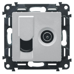 Панель лицевая Valena Life для розетки компьютерной + TV 2-м RJ45 + TV алюм. Leg 754832