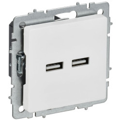 Розетка BRITE РЮ10-1-БрАБ USB A+A 3.1А механизм арктич. бел. IEK BR-U21-D31-K91